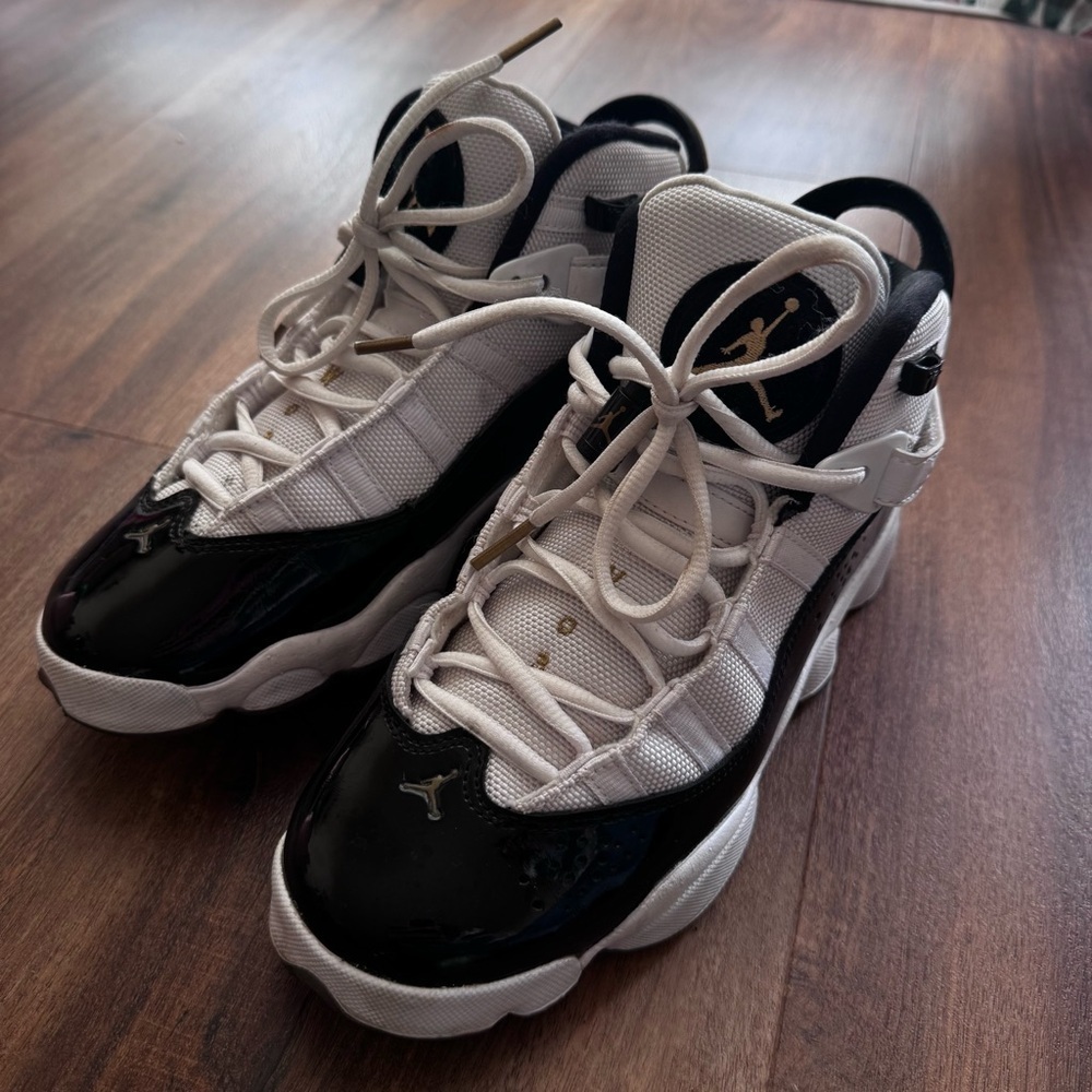 Air Jordan 6 Rings Concord Black White Metallic Gold Sneakers Basketball Runners - Picture 2 of 11
